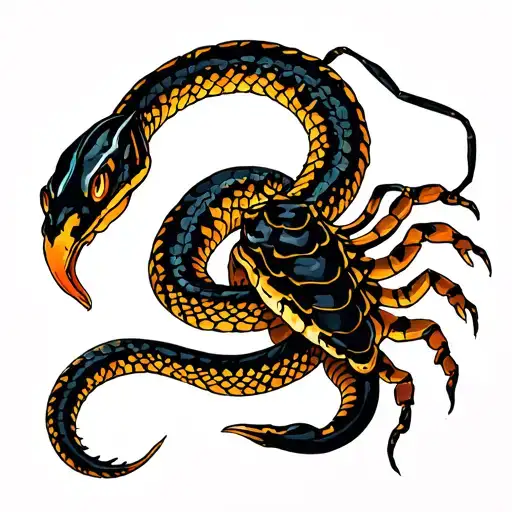 Snake And Scorpion Intertwined