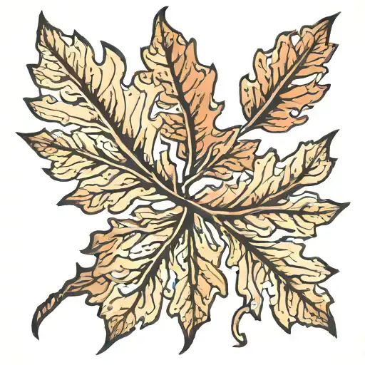 Simple Shiloute Oak Leaf