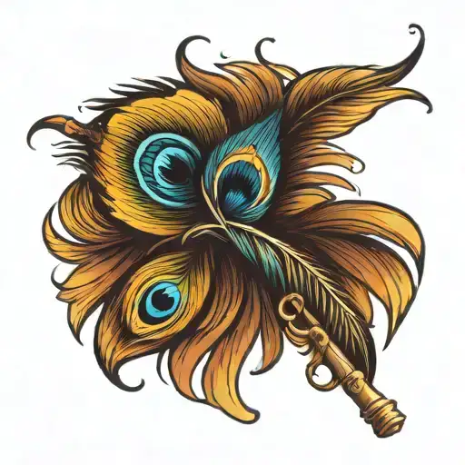 Peacock Feather With Flute