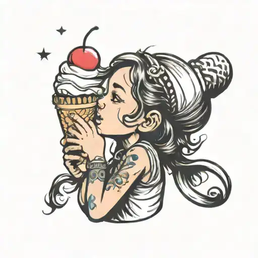 Little Girl Dreaming About Ice Cream Cone