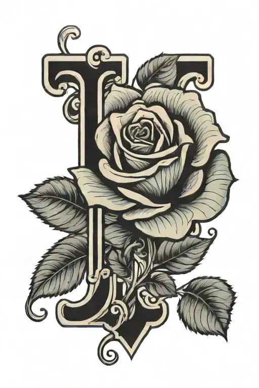 Rose With Stem In Shape Of Letter H