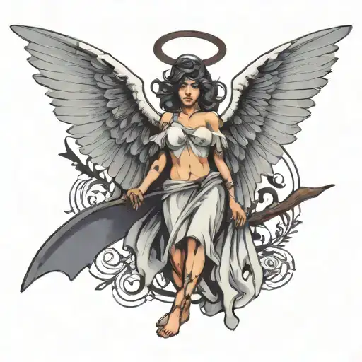 Angel With Bat Wings Spread