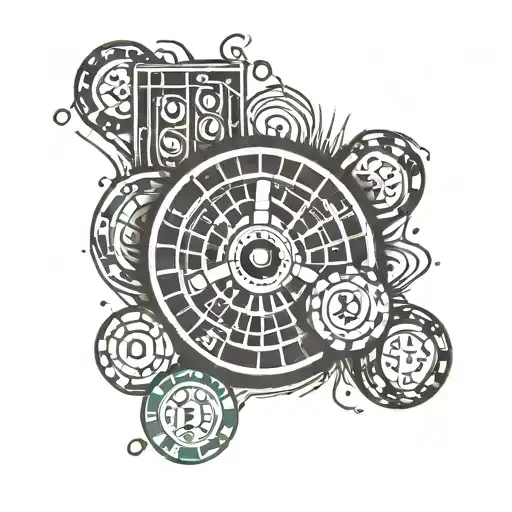 Roulette Wheel Poker Chips And Dice Symbolizing The Gamble