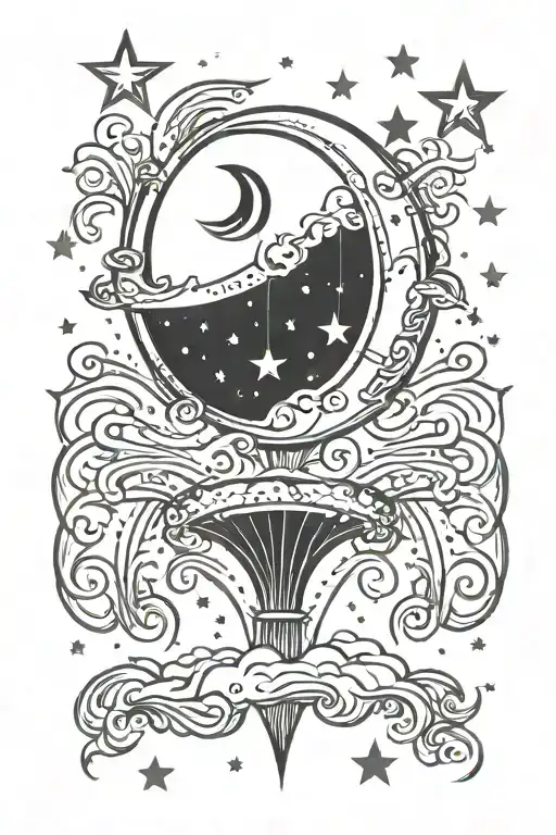 Vertical Moon With Stars