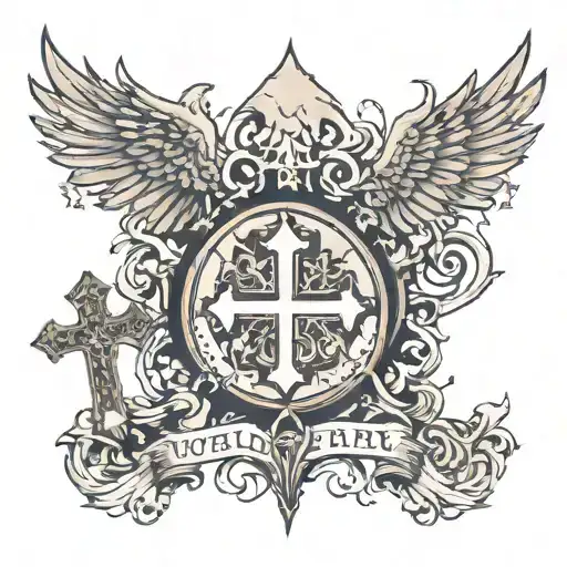 The World Venable Surrounded By Crosses And An Eagle Holding A Cross