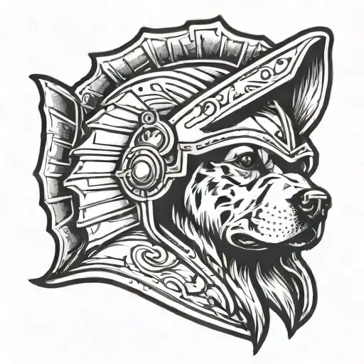 Dog Wearing Spartan Helmet