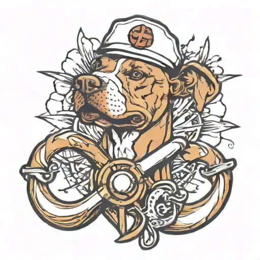 Pitbull Anchor Nurse Tattoo For Men