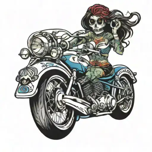 Female Sugar Skull Motorcycle