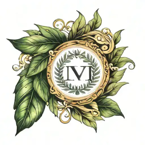 2014 Roman Numeral In Laurel Leaf Circle Wreath