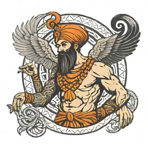 Geometric Icarus Greek With Sikh Ik Onkar Hanging