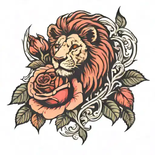Rose Growing With A Lion Head