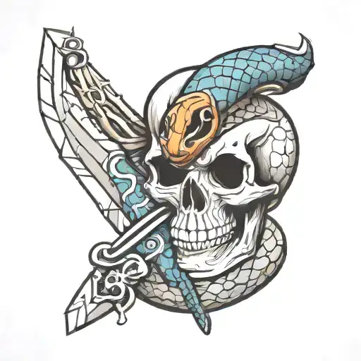 Skull Knife Snake Wrapped