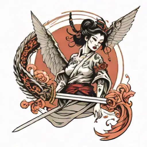 A Woman With Wings And A Samurai Sword