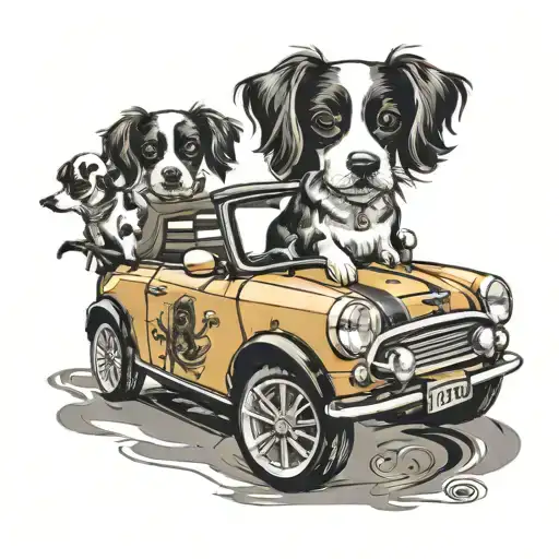 Mini Cooper Convertible With Dogs Sitting