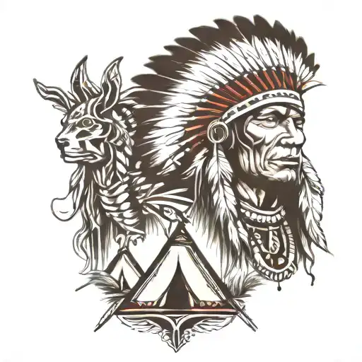 Native Indian With Tents