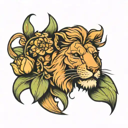 Dutch Lion Over A Tulip Flower