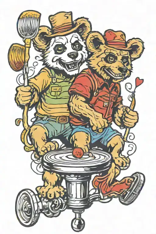 Grateful Dead Bears Playing Disc Golf