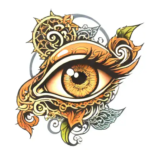 Eye On An Oriental Tattoo Background