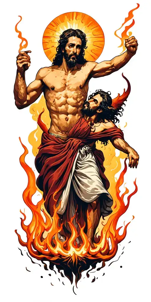 Man Fighting Demons In Hell To Reach Jesus In Heaven