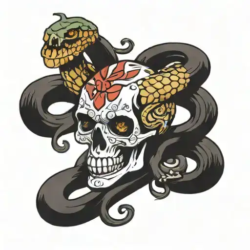 Skull With Snake