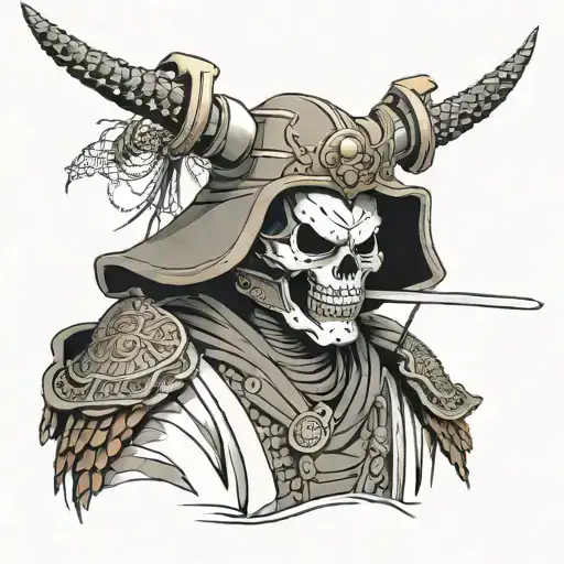Samurai Taking Off Its Mask To Reveal Its A Skull