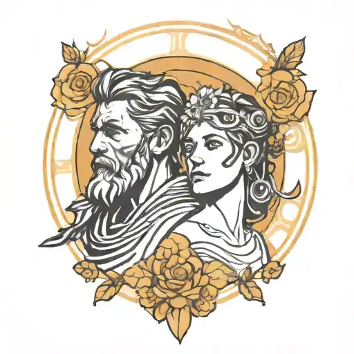 Male Peasant Looking Up To A Female Goddess