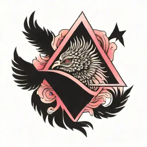Upside Down Pink Triangle With A Phoenix Rising