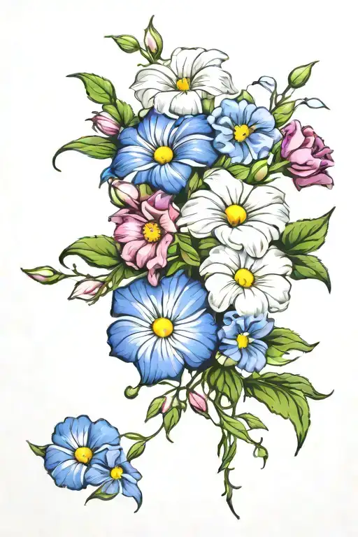 Daisy Aster Sweet Pea Morning Glory Flower Bouquet