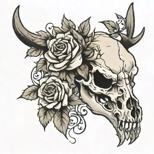 Deer Skull Roses And Water