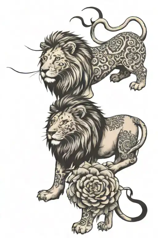 Lion And Young Lion Wearing