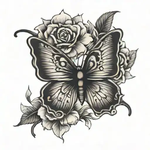 Fine Line Small Butterfly That Incorporates The Word Loved