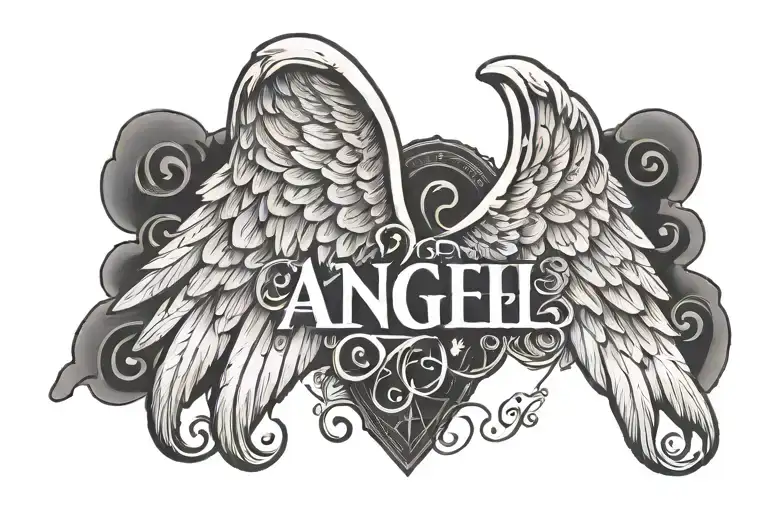 Angel Wings With Name Written Vertically