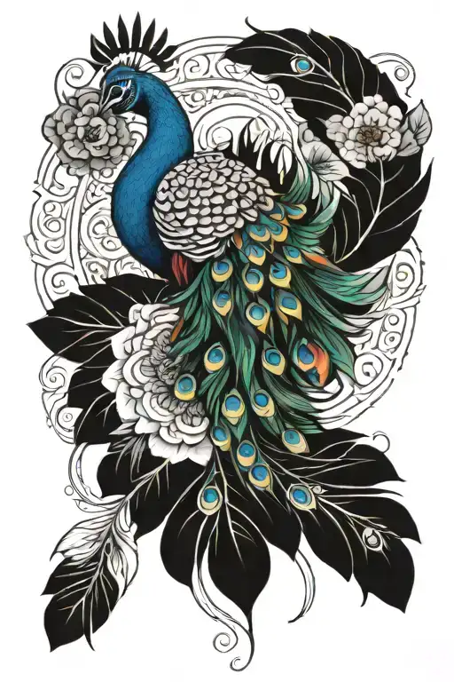 Mandala Incorpating Feathers And Peacock