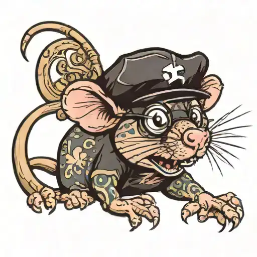 Cartoon Rat With Eye Patch Work Leg