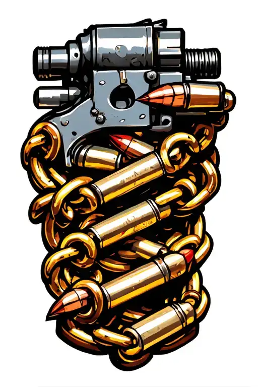 Gatling Gun & Ammunition Chain Wrapped