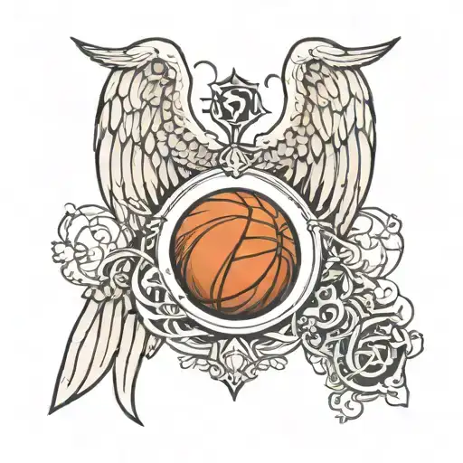 Basketball With Angel Wings And The Number 1 Inside