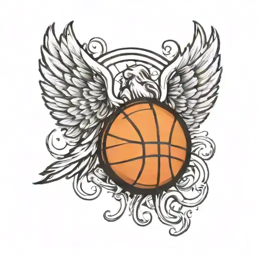 Basketball With Angel Wings And 1