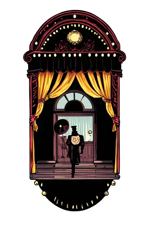 Vaudeville Theatre With Lights And Curtain Opening And Revealing