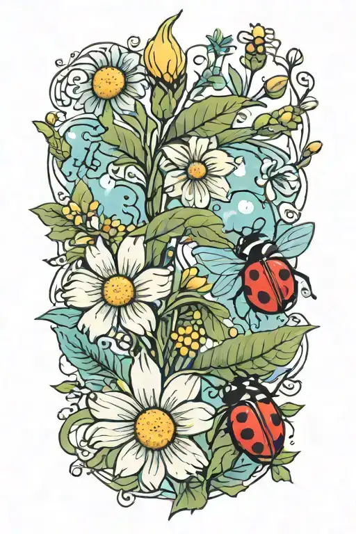 Wild Flowers Charley And A Ladybug