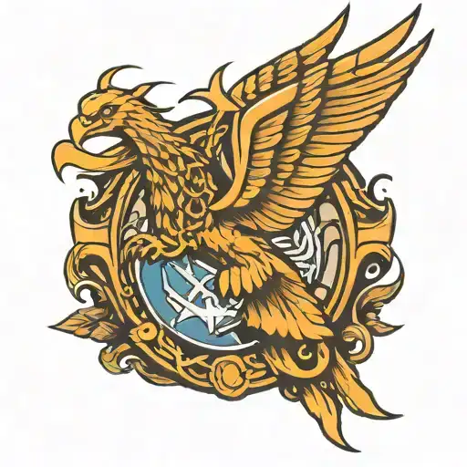 Modern Air Force Symbol Behind A Flying Egal