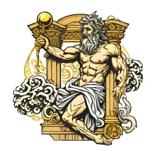 Zeus Holding Up A Pillar Broken In Two