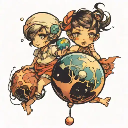 Planet Balls On A String With 2 Children