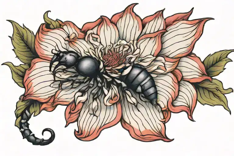 Dahlia Flower With Scorpion