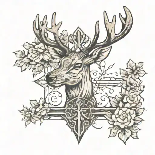 Deer With Wooden Cross