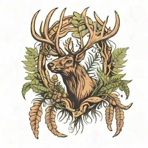 Elk Antler With Last Of Us 2 Fern Leaf