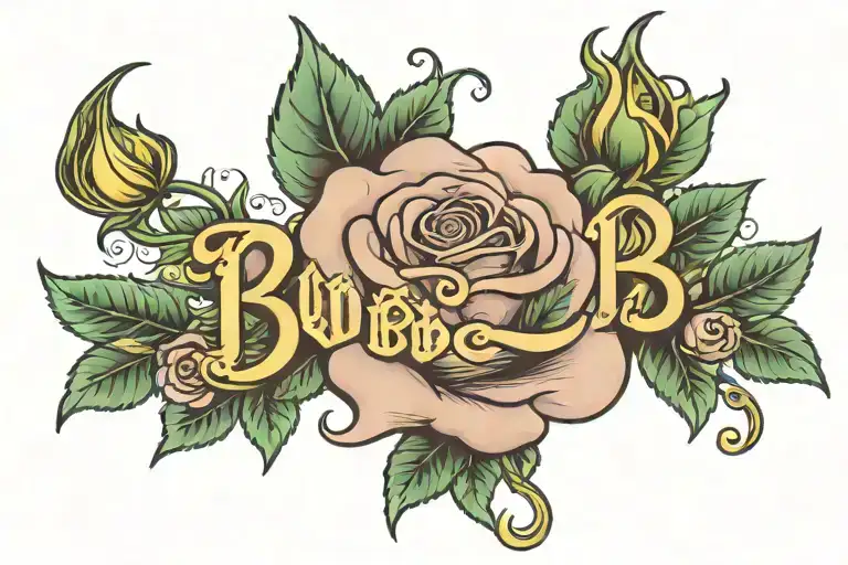 The Word Bobby With A Rose Growing