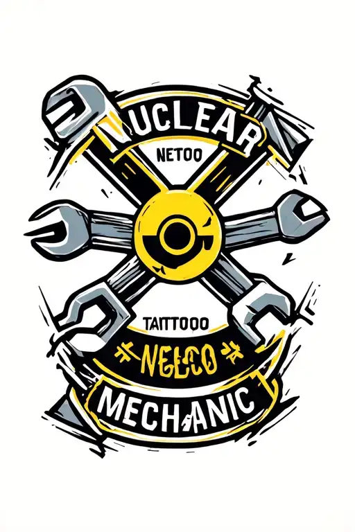 Stressed Radiation Symbol With Wrenches Crossed Through It And The Words Nuclear Mechanic