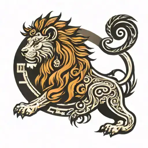 Greek Tribal Circle Lion Head