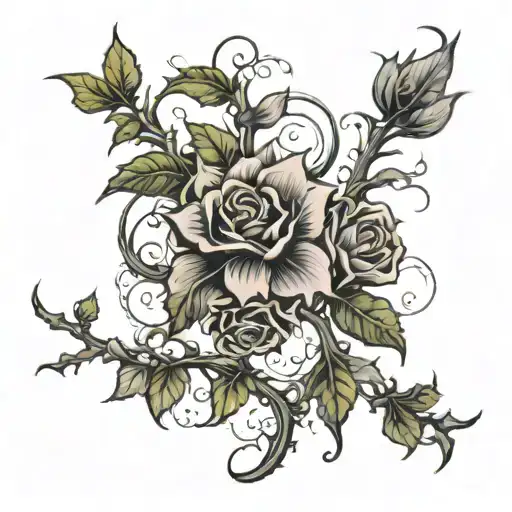 Vine And Thorns On Arm Sleeve