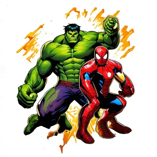 Marvel With Hulk Thor Iron Man Spiderman Black Panther